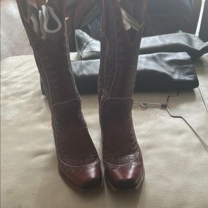 Nocona Maroon Heeled Western Boots